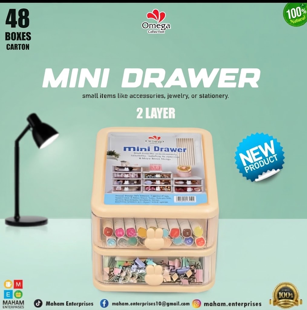 Mini 2-Layer Desktop Drawer Organizer