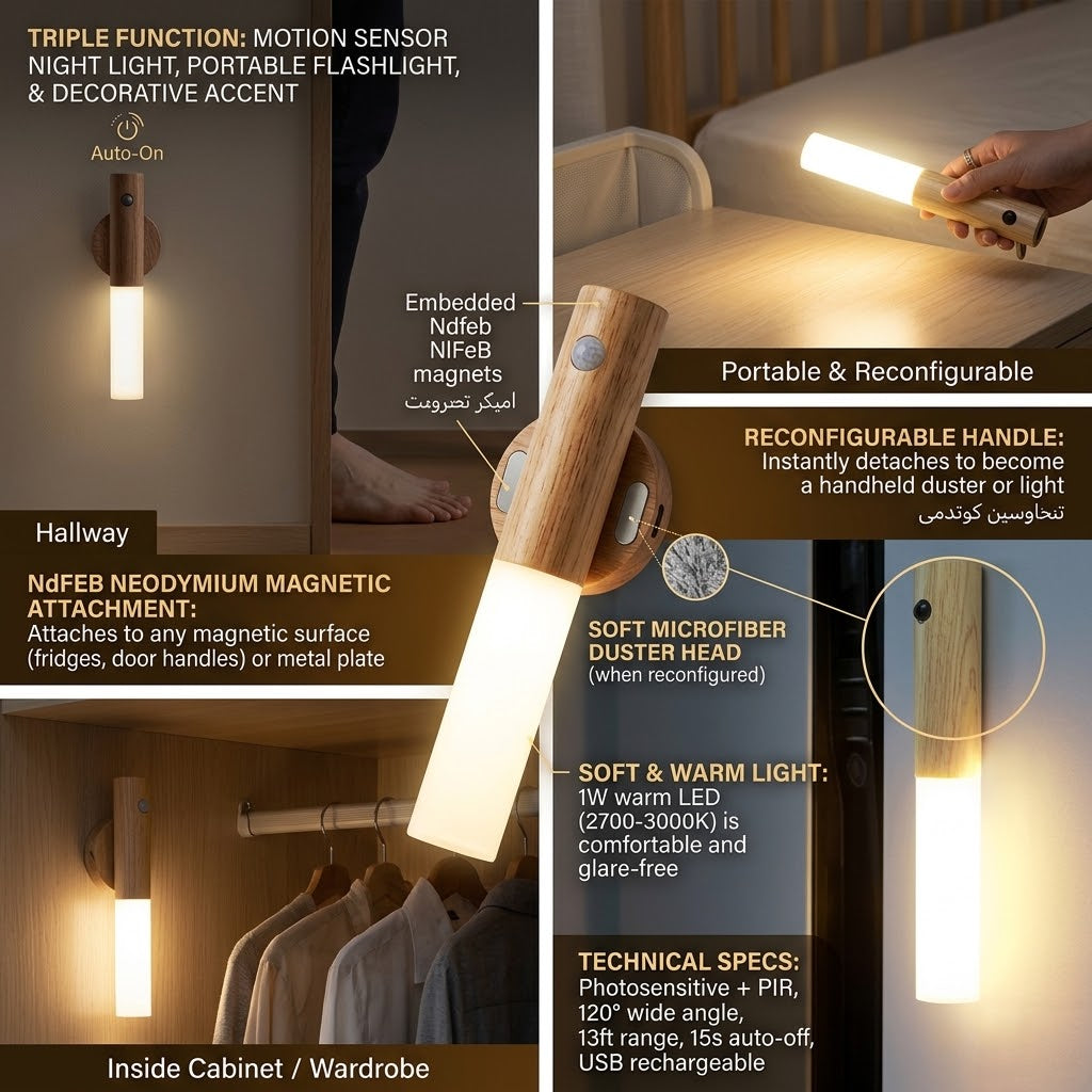 Motion Sensor Night Lights, Wireless Magnetic LED Wall Light