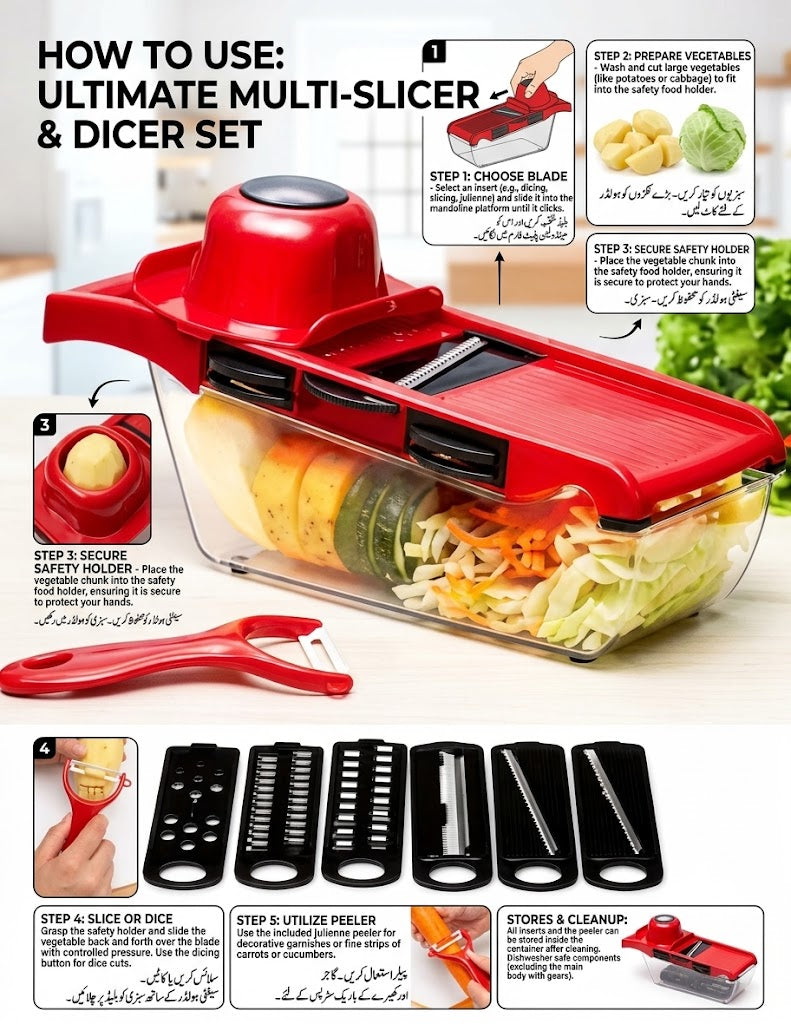 Multi-Functional Vegetable Cutter & Slicer Set with Container