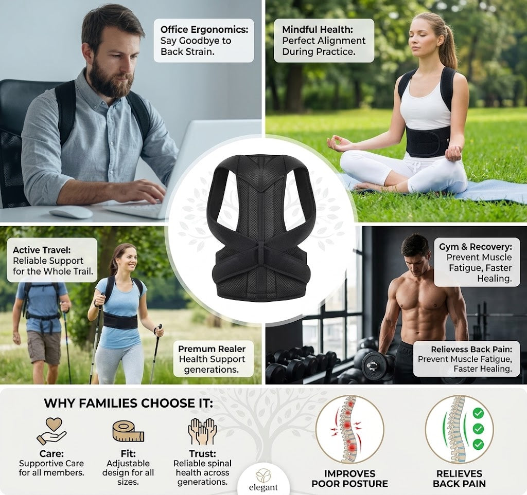 Adjustable Full Back Brace Posture Corrector for Men & Women