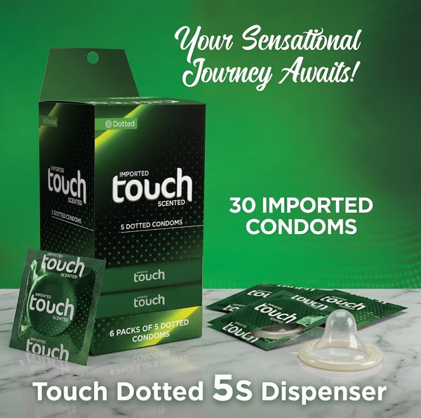 Imported Touch Scented Dotted Condoms - 6 Packs of 5 Condoms Box