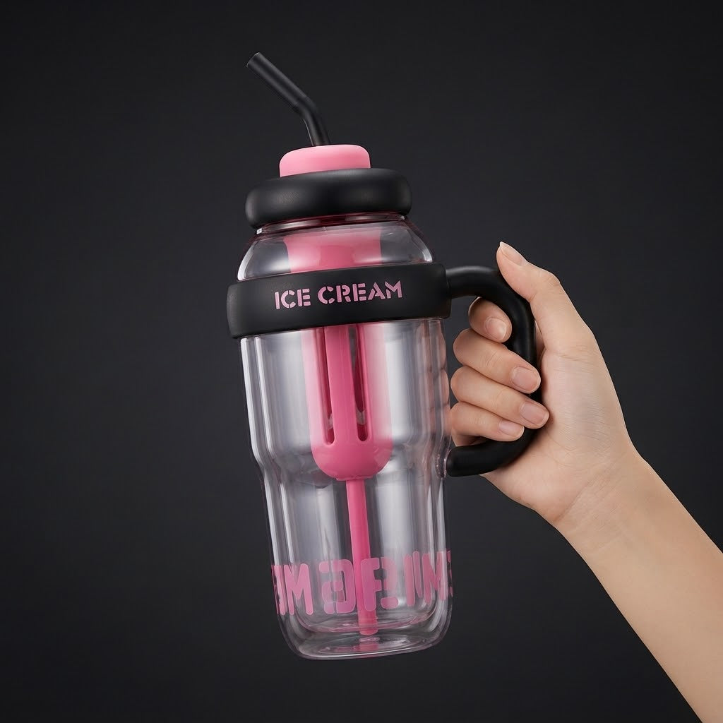 Cute Summer Plastic Cup – Milky Tea & Juice Cup with Straw