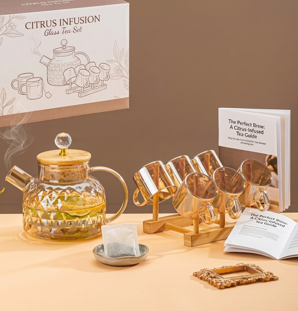 Luxury Diamond Pattern Glass Teapot Set