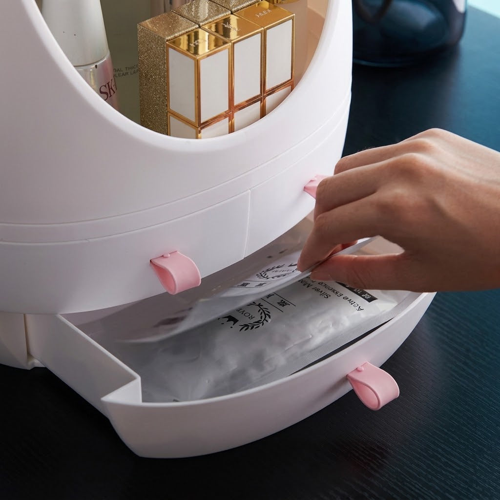 LED Makeup Mirror Desktop Organizer Cosmetic & Jewelry Storage Box