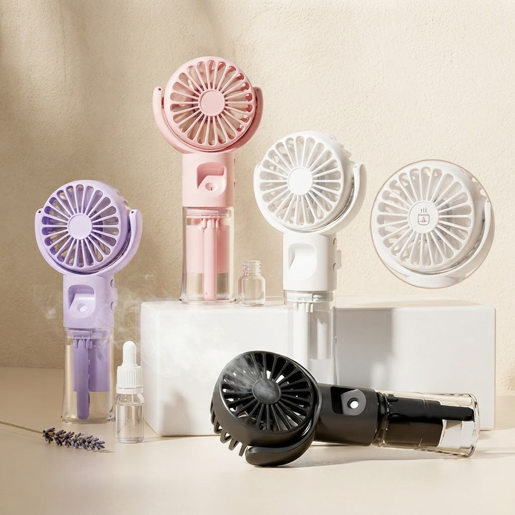 Portable Water Mist Fan Mini Handheld USB Rechargeable Fan