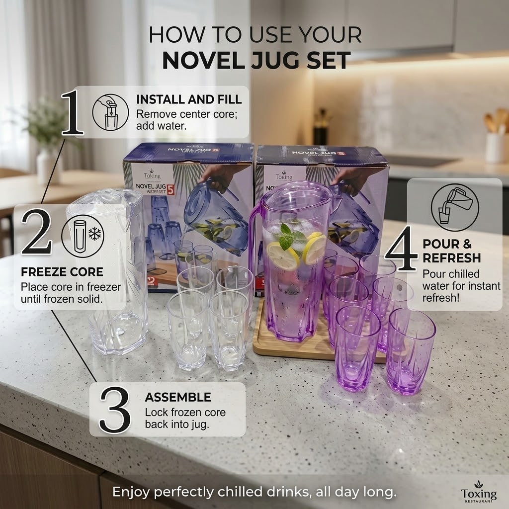 Acrylic Unbreakable Jug Set with 6 Glasses