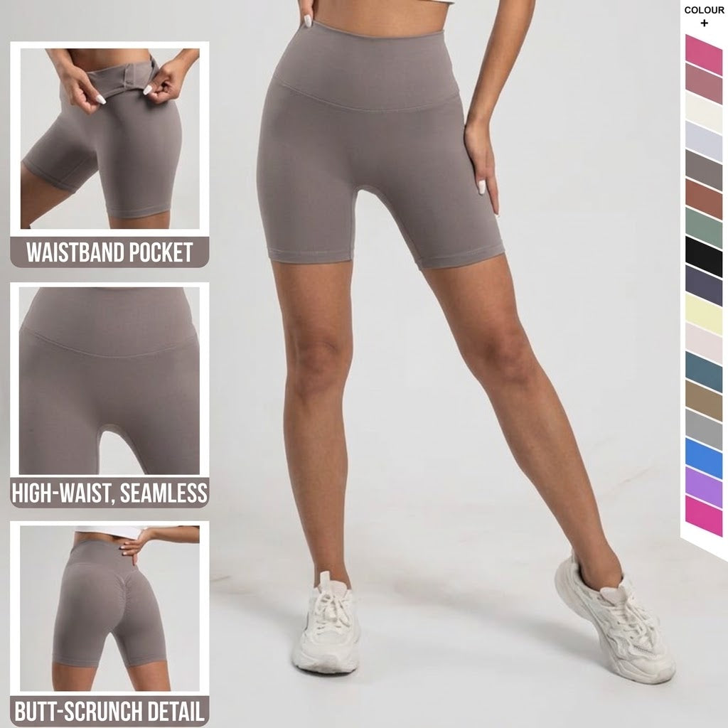 Women High Waist Yoga Shorts Summer Soft Stretch Fit