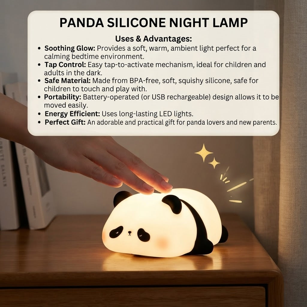Soft Silicone Panda Night Lamp with LED Light