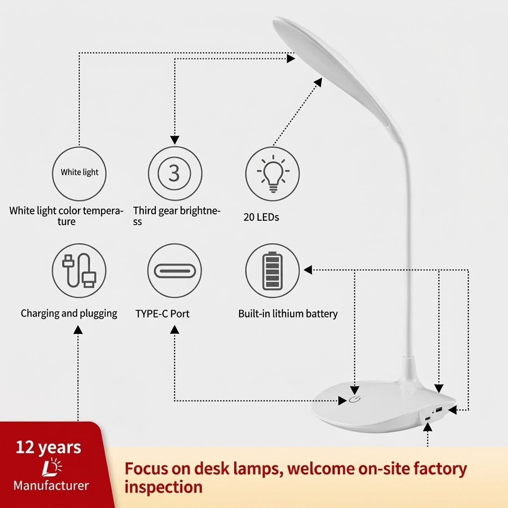 LED Desk Lamp – Portable Touch Control Eye Protection Table Light