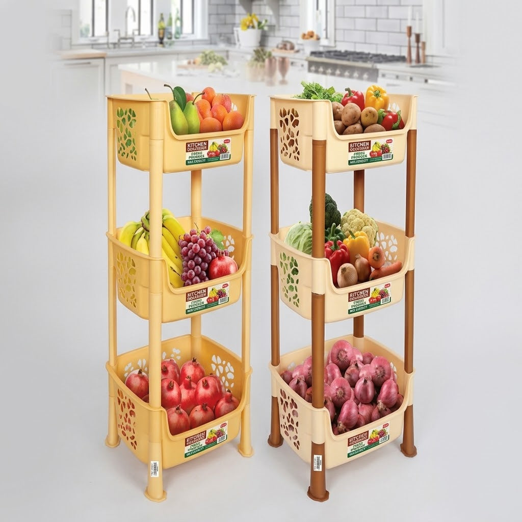 3-Tier Multipurpose Kitchen Storage Rack with Wheels
