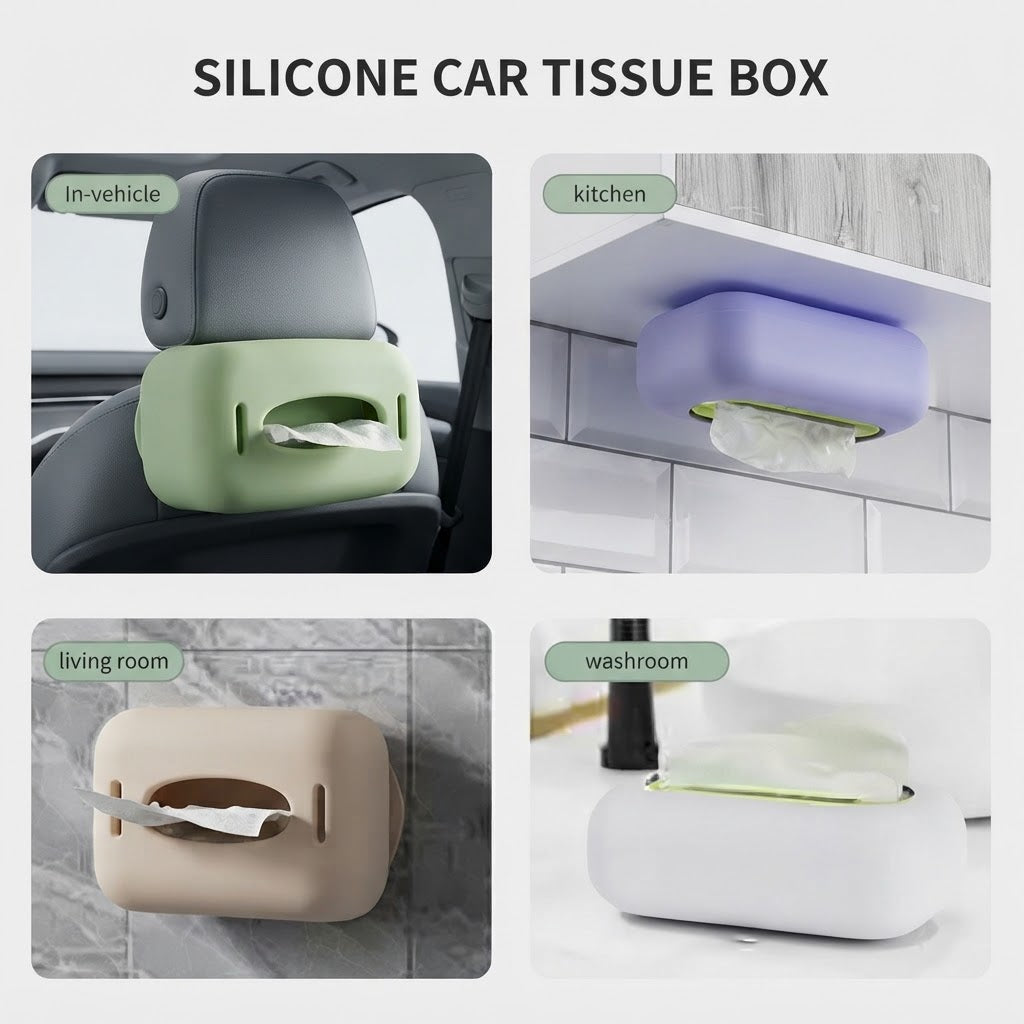 GullPlaza.pk Portable Silicone Car Tissue Box Holder
