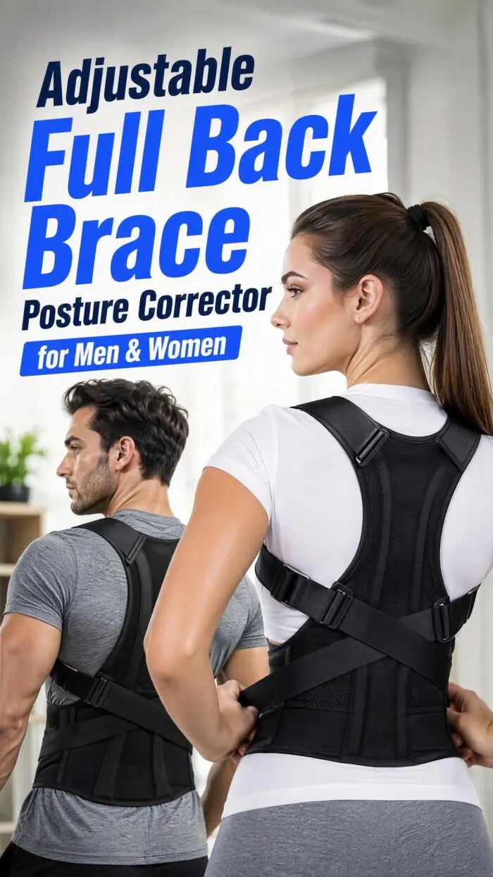 Adjustable Full Back Brace Posture Corrector for Men & Women