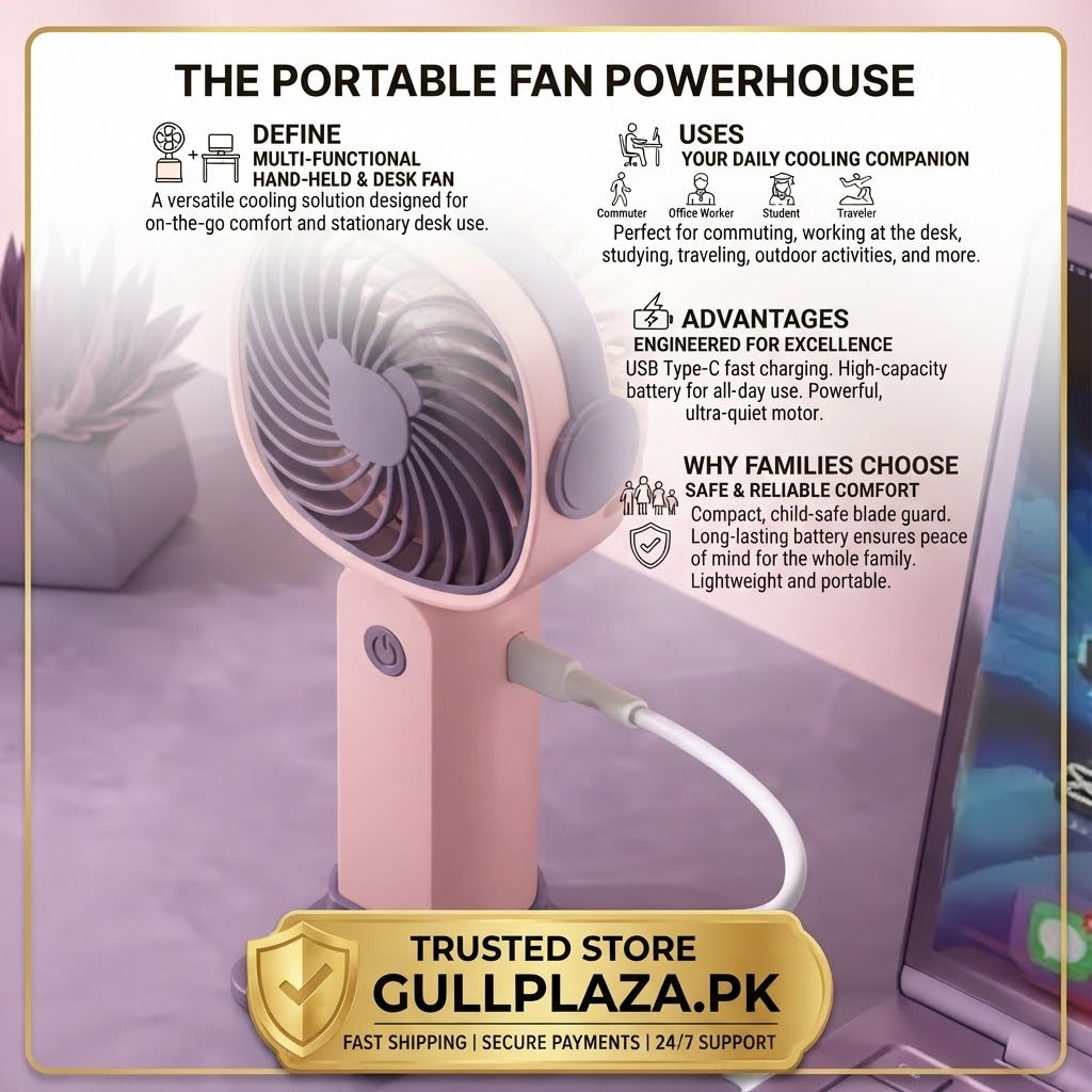3-Speed USB Rechargeable Mini Portable Fan