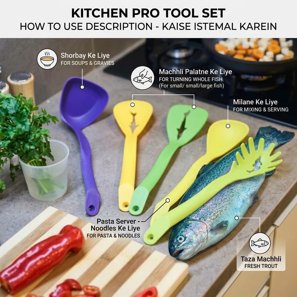 5-Pcs Colorful Silicone Kitchen Spoon Set
