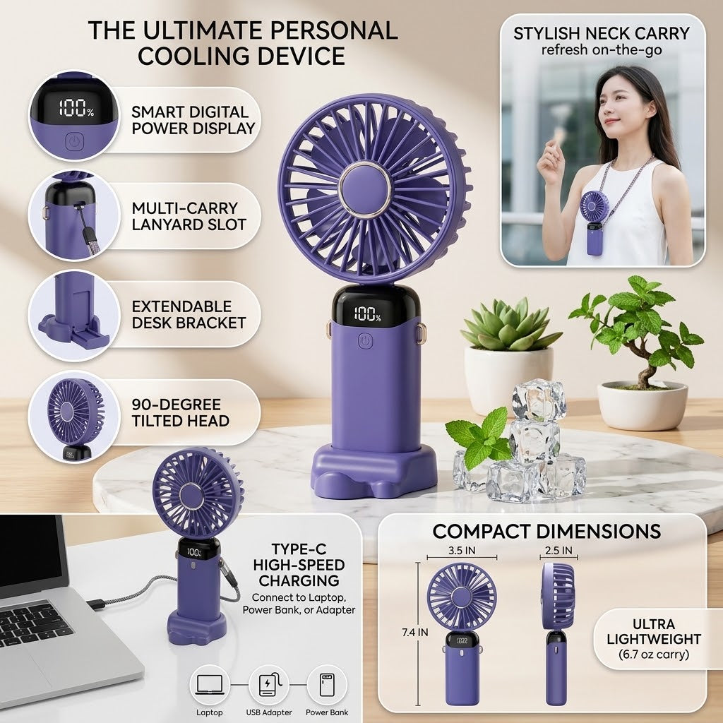 4-in-1 Portable Foldable Desk Fan