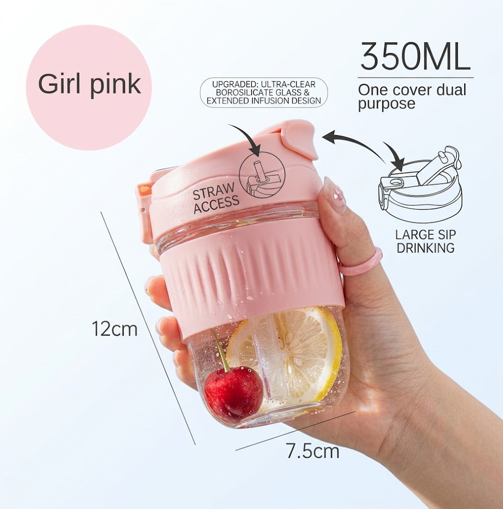350ml Borosilicate Glass Water Bottle