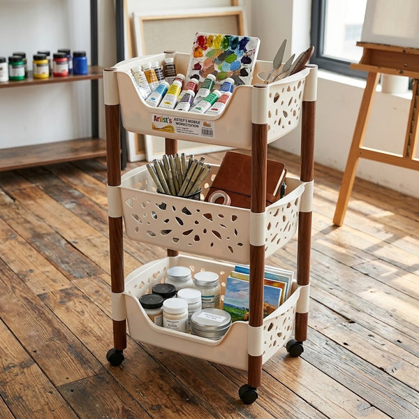 3-Tier Multipurpose Kitchen Storage Rack with Wheels