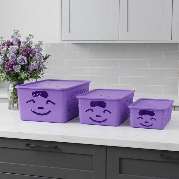 GullPlaza.pk Pack of 3 Smiley Storage Basket Set