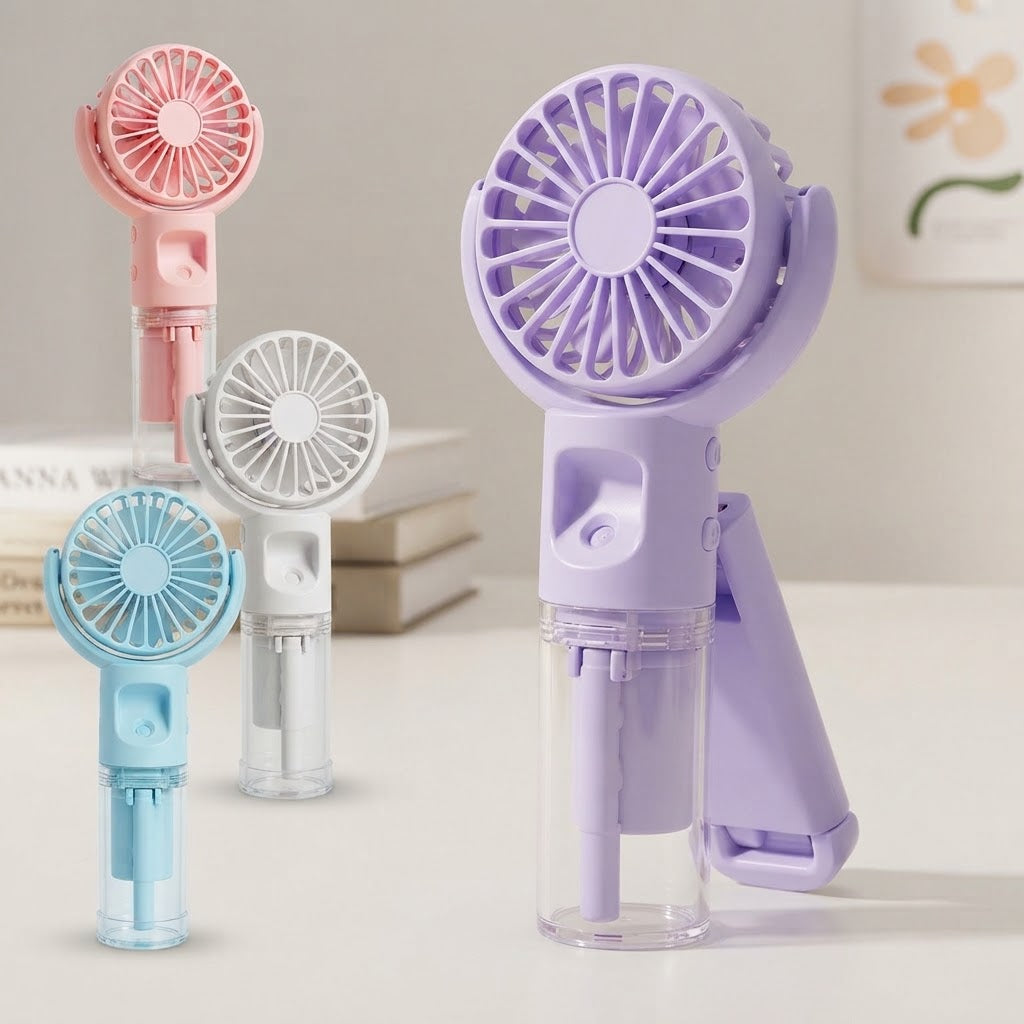 Portable Water Mist Fan Mini Handheld USB Rechargeable Fan