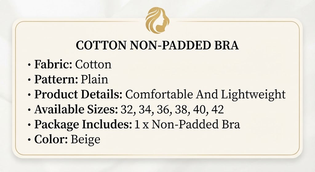 Beige Non-Padded Cotton Bra