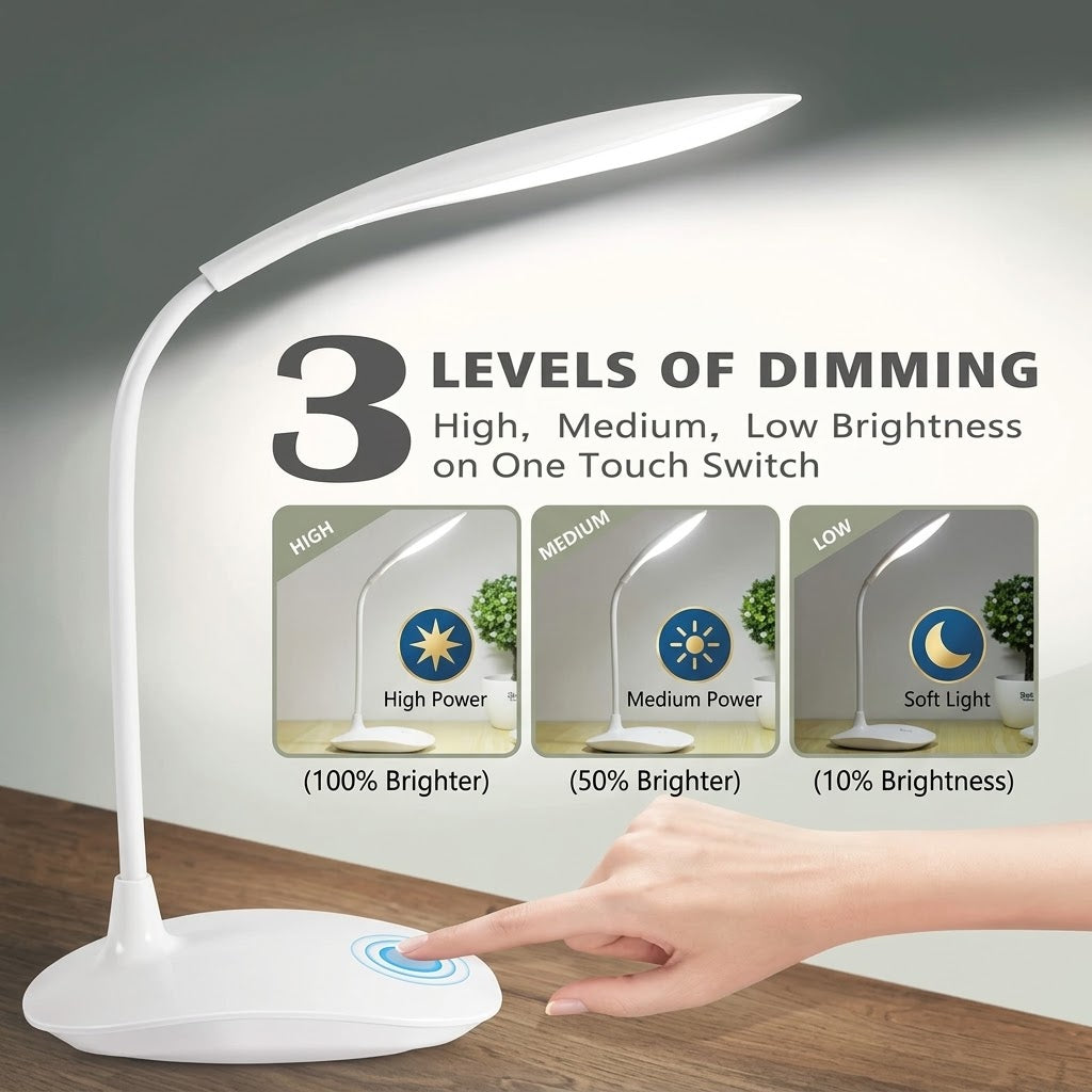 LED Desk Lamp – Portable Touch Control Eye Protection Table Light