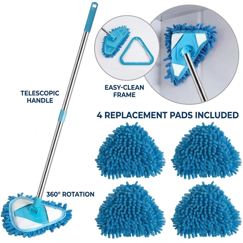 180° Rotatable Triangle Mop with Telescopic Handle
