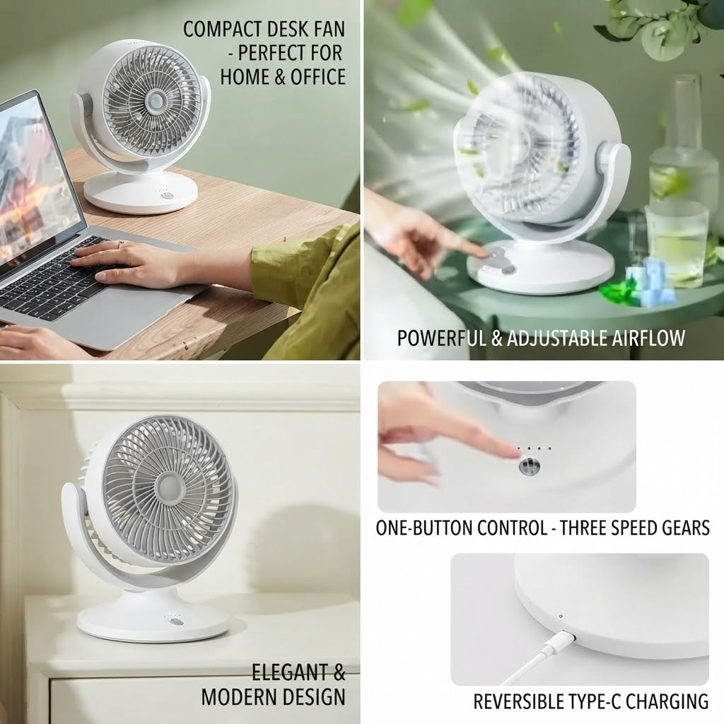 GullPlaza.pk FT-905 Portable Rechargeable Air Circulation Fan