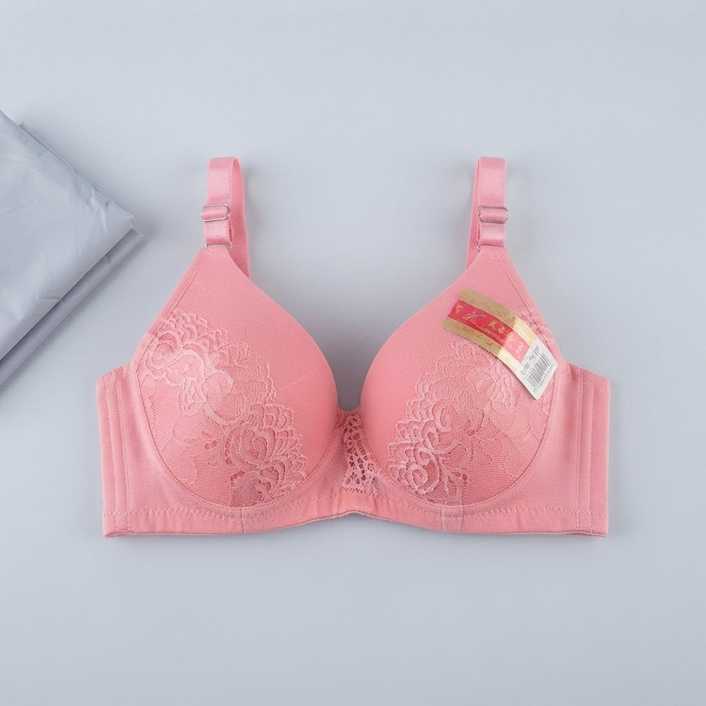 Silk Padded Bra with Embroidery