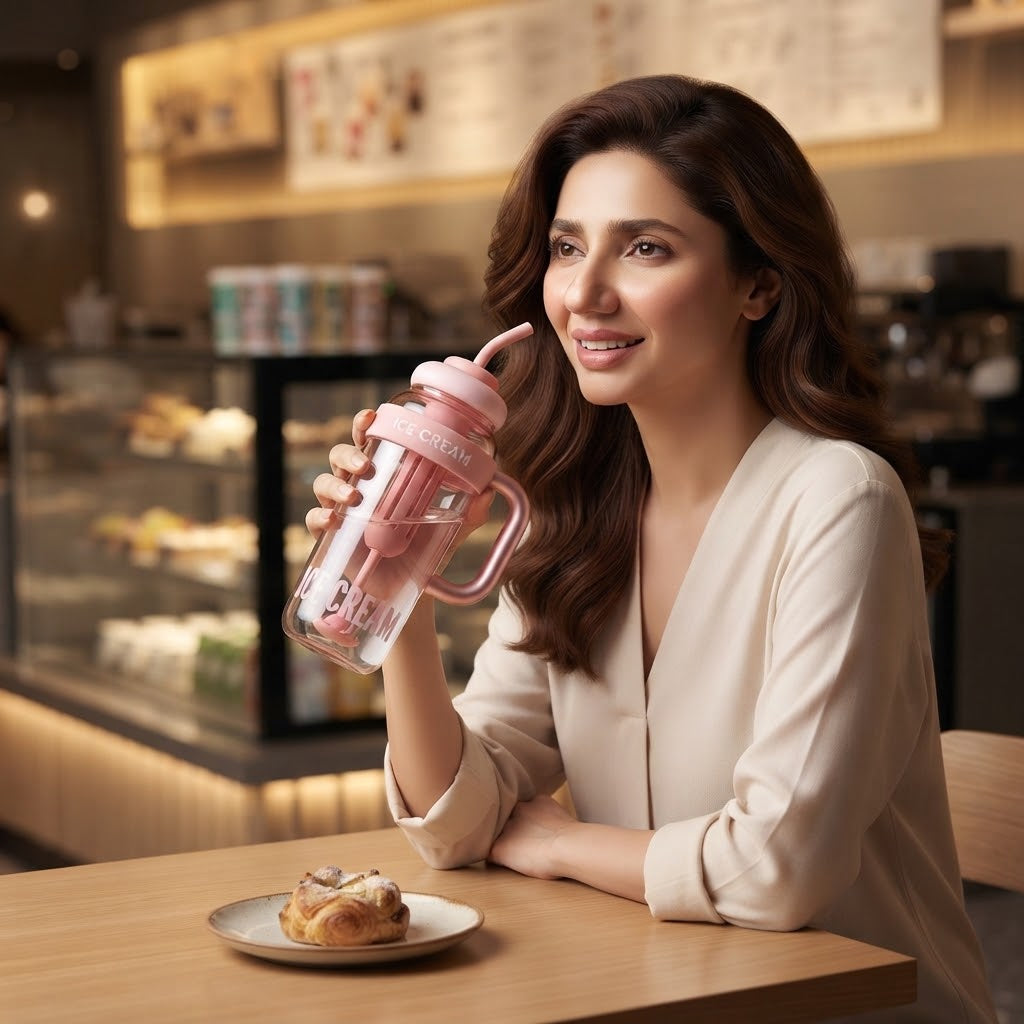 Cute Summer Plastic Cup – Milky Tea & Juice Cup with Straw