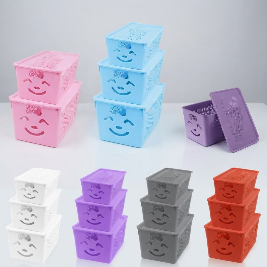 GullPlaza.pk Pack of 3 Smiley Storage Basket Set