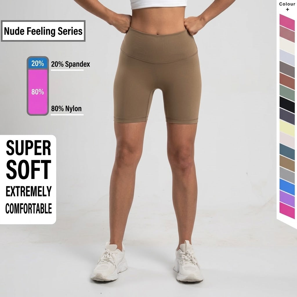 Women High Waist Yoga Shorts Summer Soft Stretch Fit