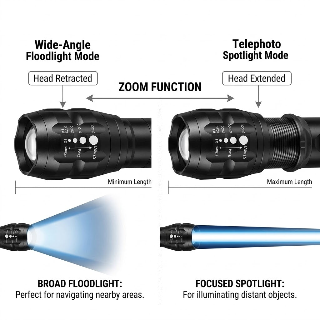 Tactical LED Flashlight 9000 High Lumens – 200W Super Bright