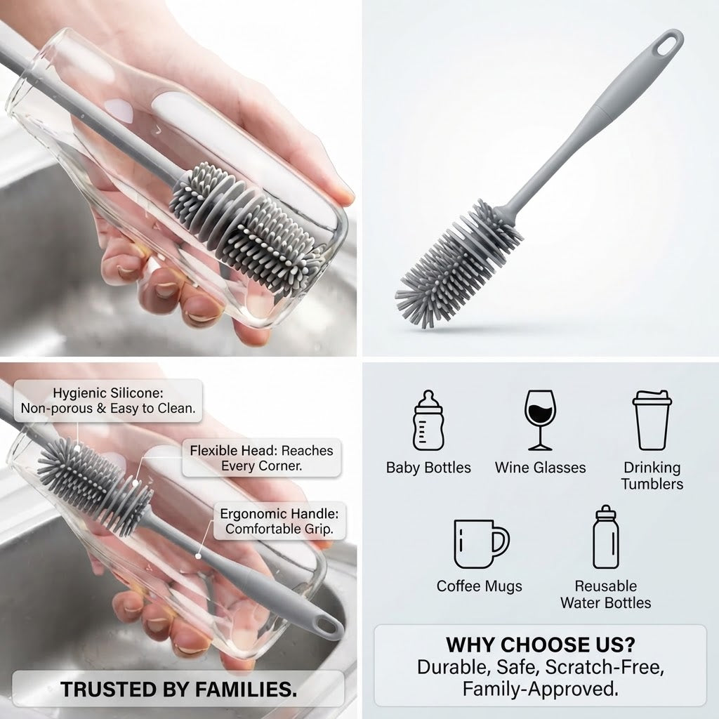 Premium Silicone Bottle Cleaning Brush