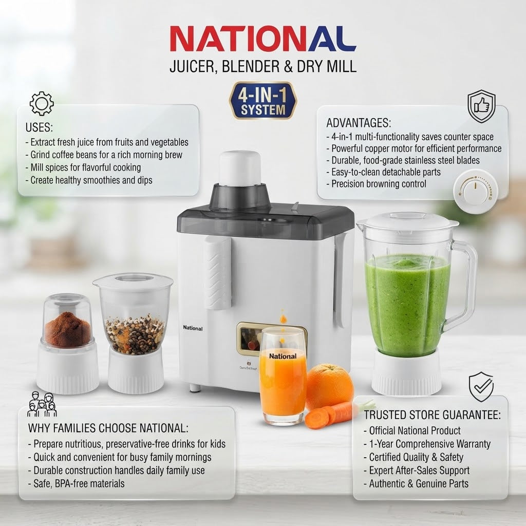 National 4 in 1 Juicer Blender & Dry Mill
