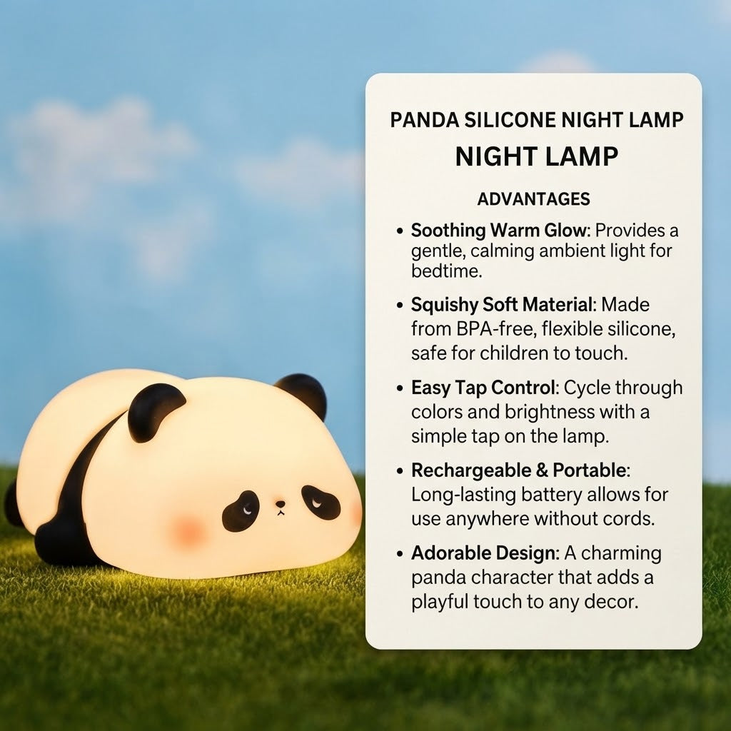 Soft Silicone Panda Night Lamp with LED Light