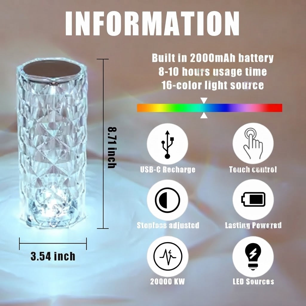 GullPlaza.pk Modern LED Crystal Table Lamp
