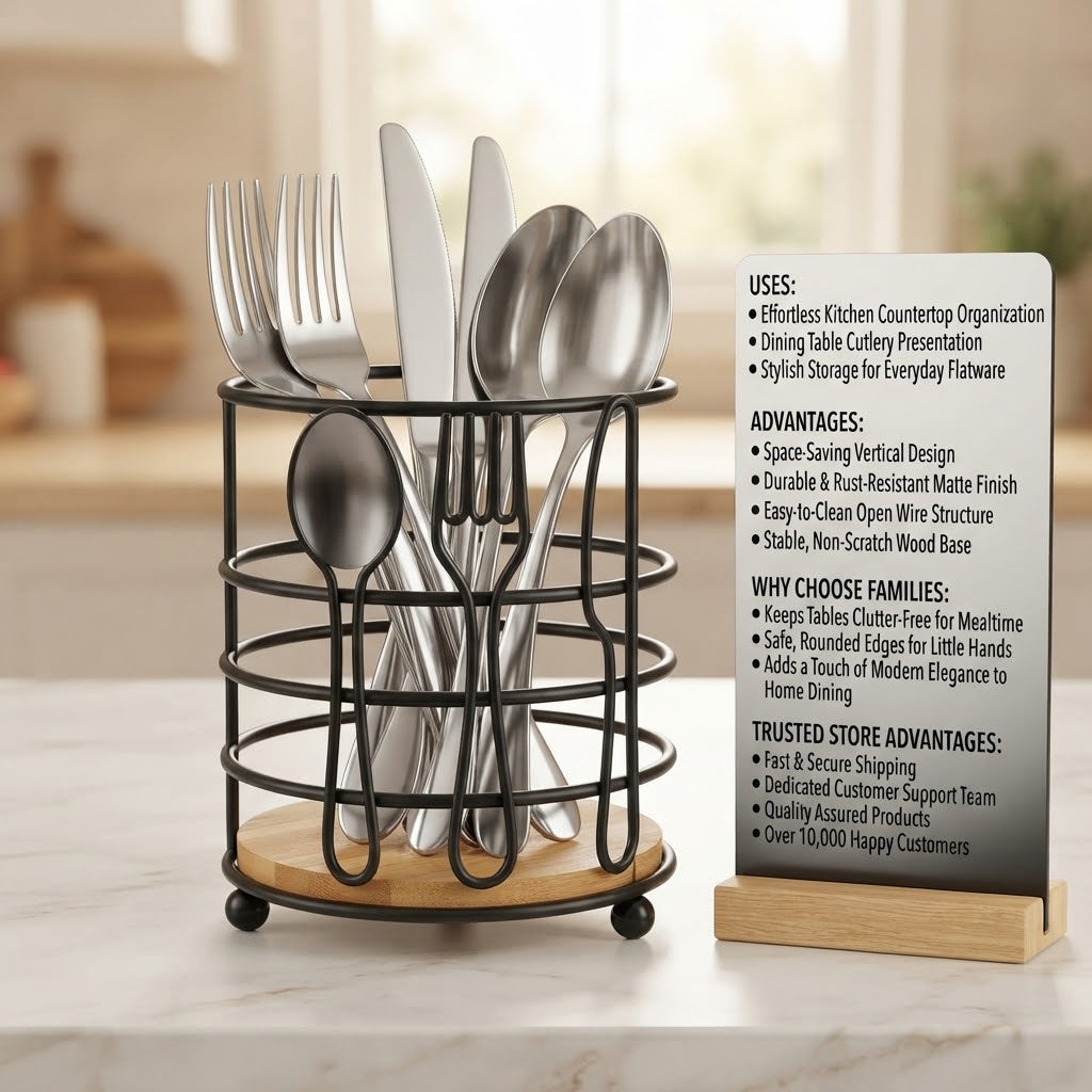 Black Metal Cutlery Holder