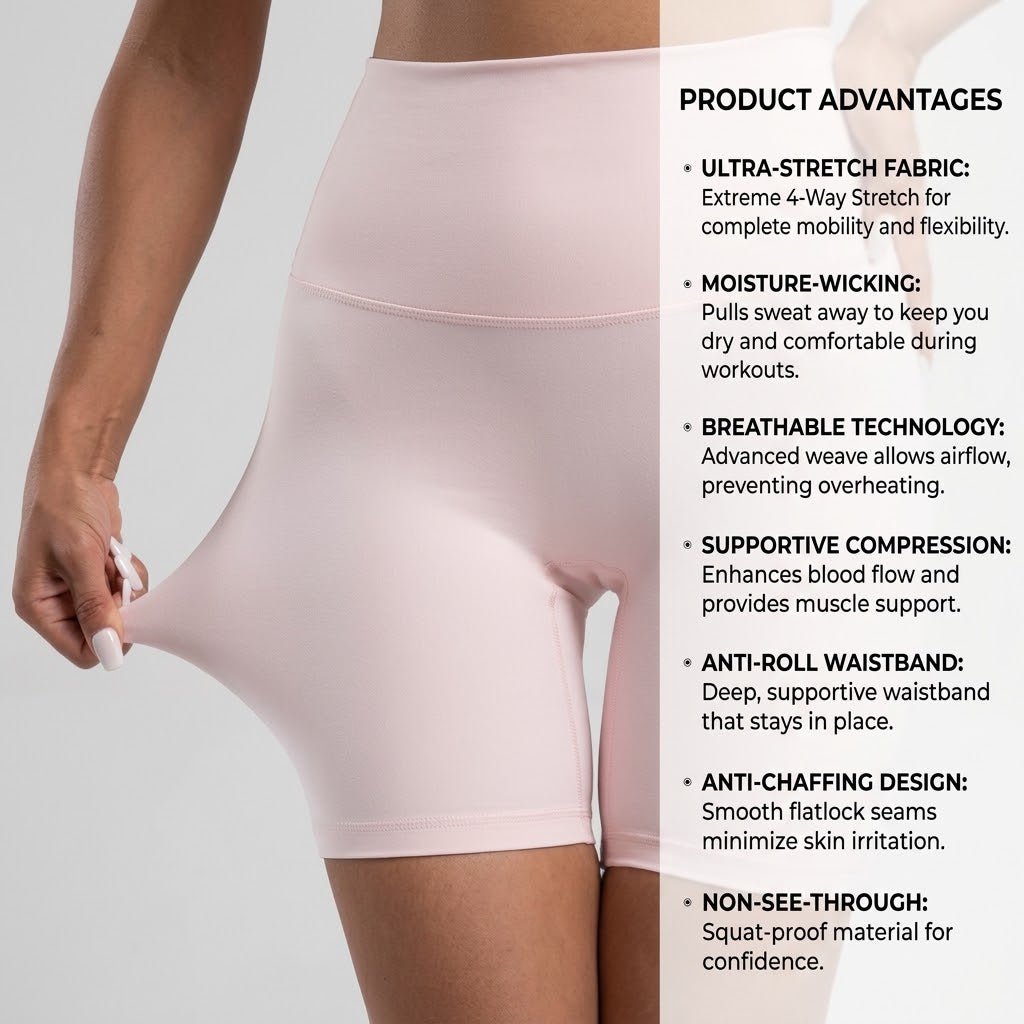 Women High Waist Yoga Shorts Summer Soft Stretch Fit
