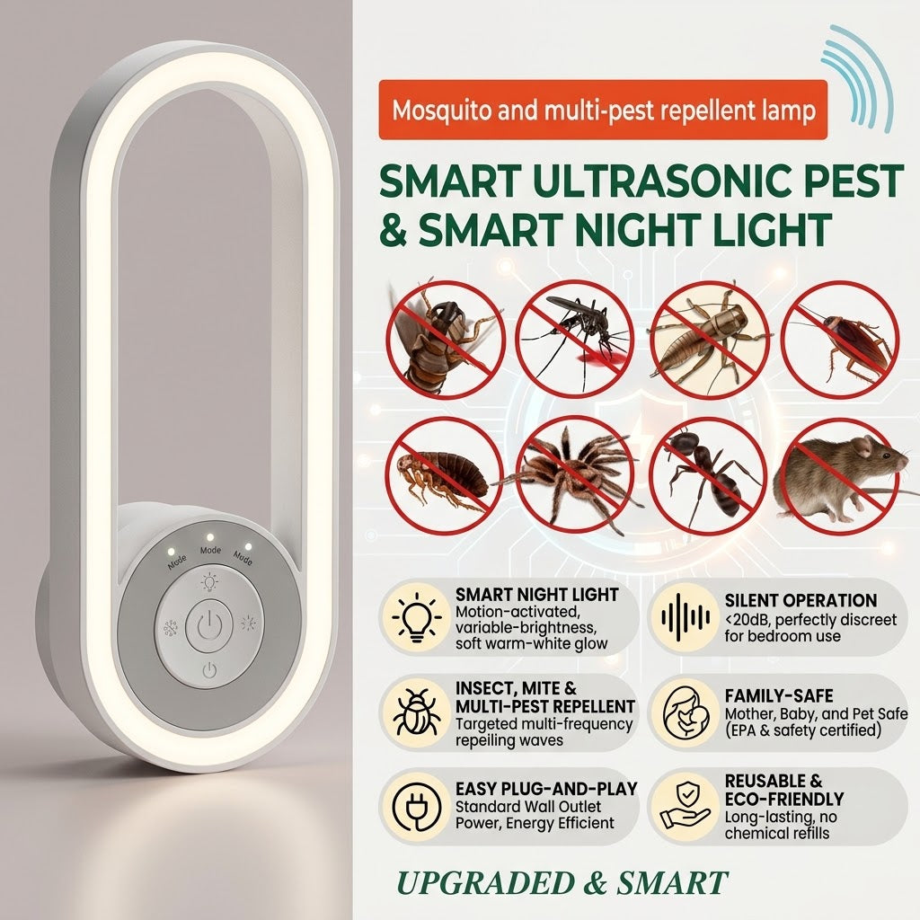 2-in-1 Ultrasonic Mosquito Repellent & LED Night Light