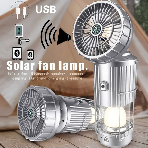 6-in-1 Solar Rechargeable Camping Lantern Fan
