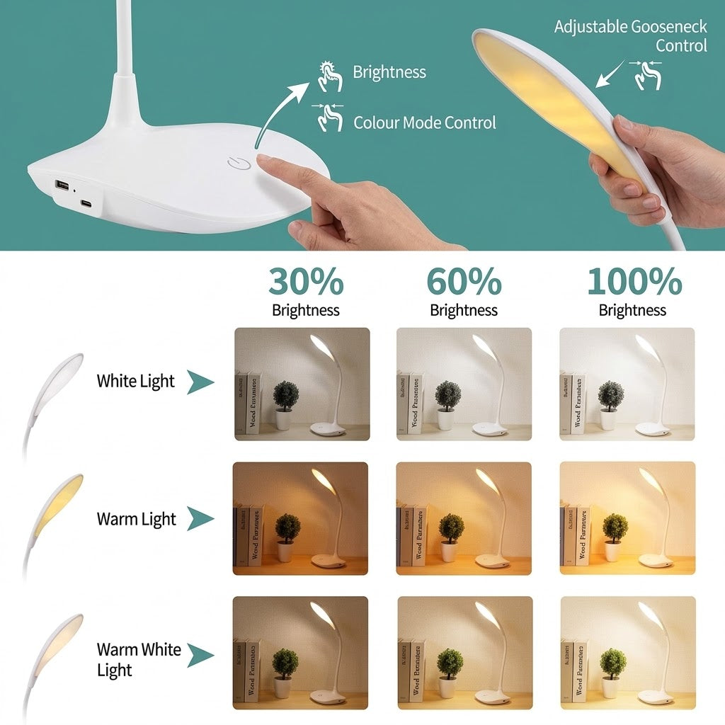 LED Desk Lamp – Portable Touch Control Eye Protection Table Light