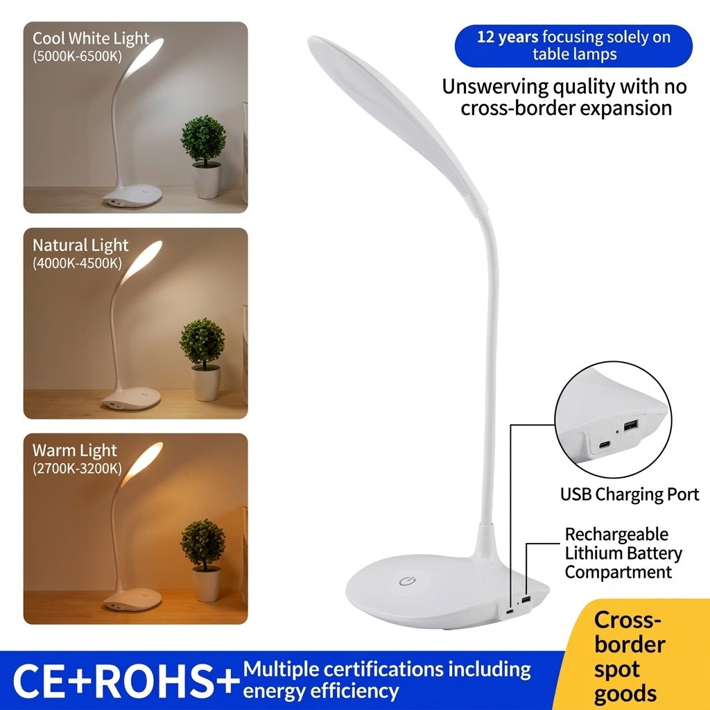LED Desk Lamp – Portable Touch Control Eye Protection Table Light