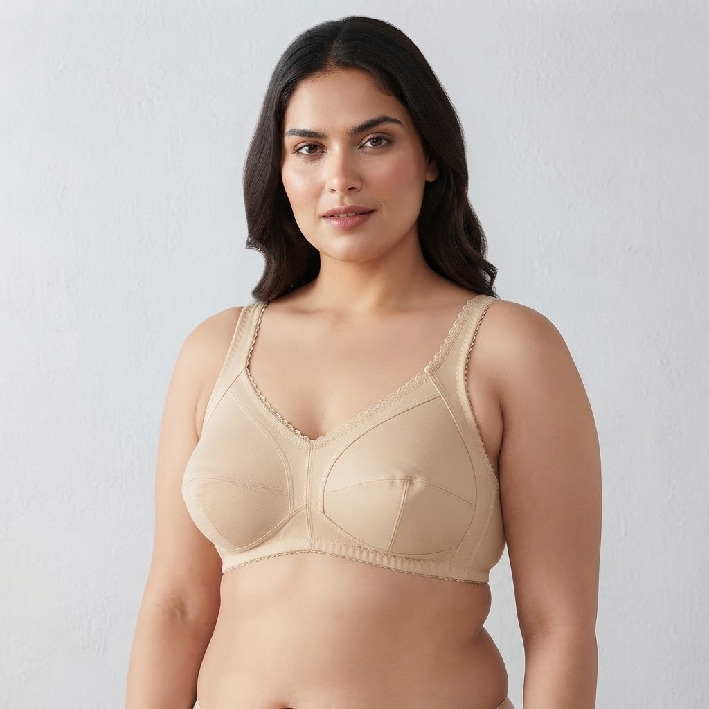 Beige Non-Padded Cotton Bra