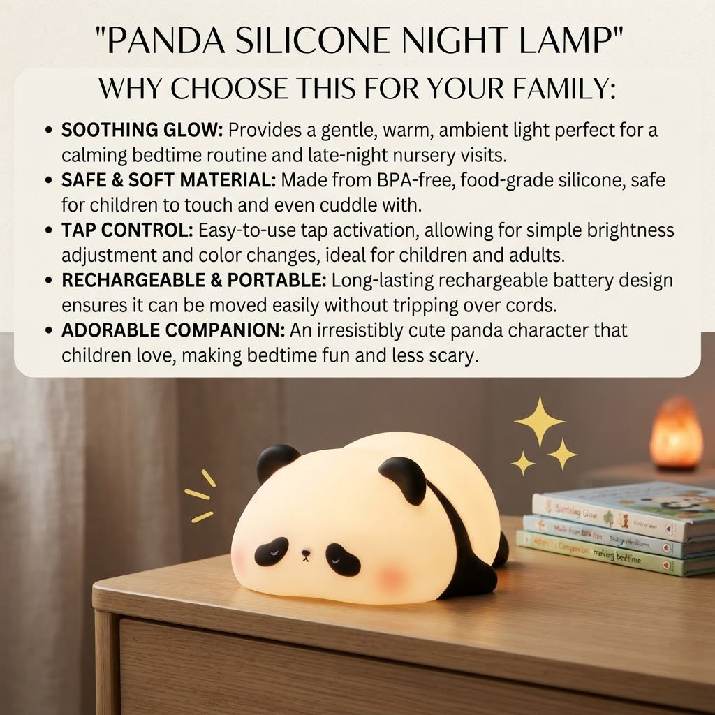 Soft Silicone Panda Night Lamp with LED Light
