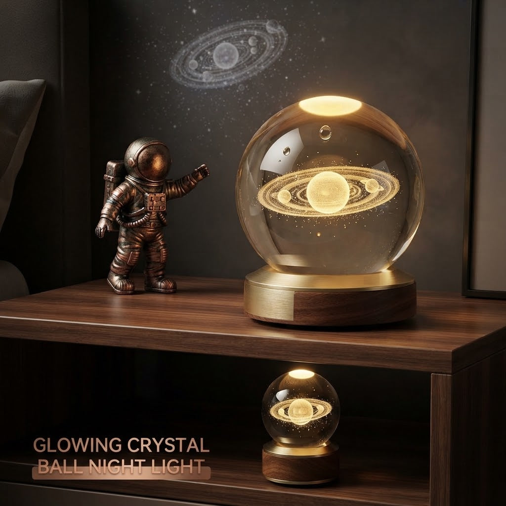 GullPlaza.pk 3D Crystal Ball Galaxy Night Light