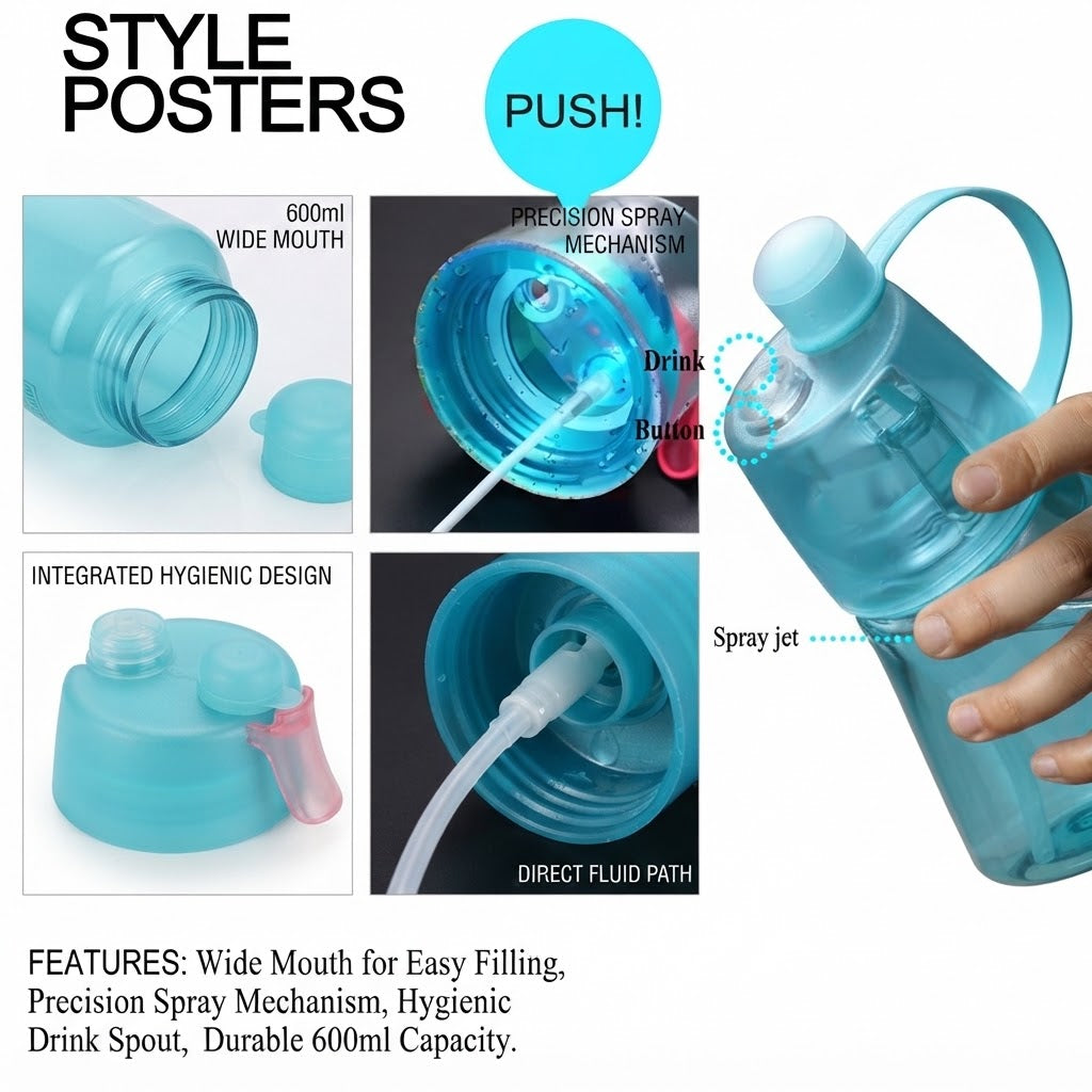 GullPlaza.pk Sports Water Spray Bottle 600ML
