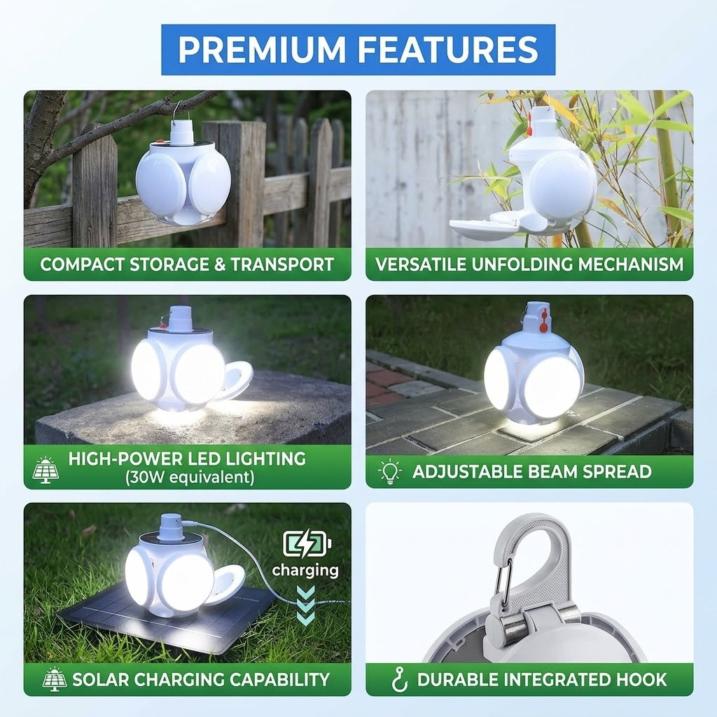 Multifunctional Solar LED Folding Light - 90° Adjustable