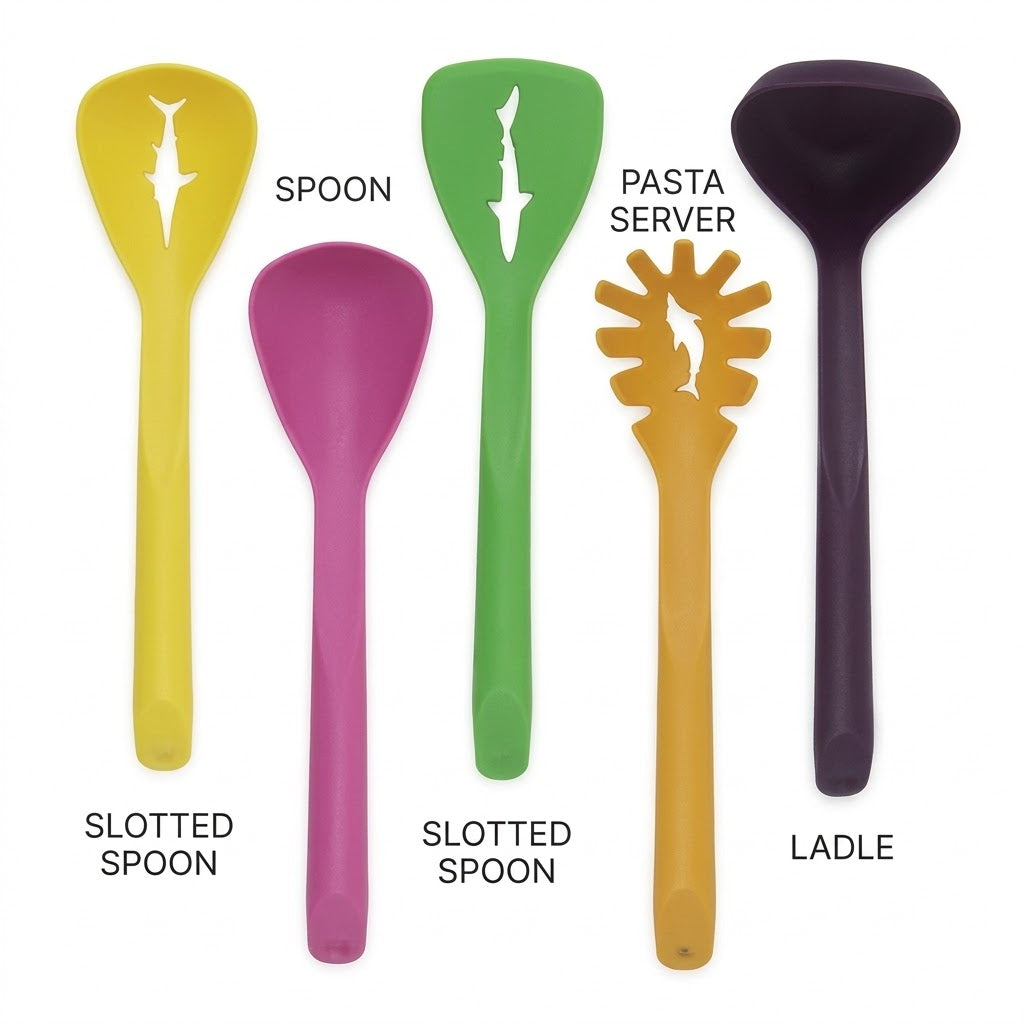 5-Pcs Colorful Silicone Kitchen Spoon Set
