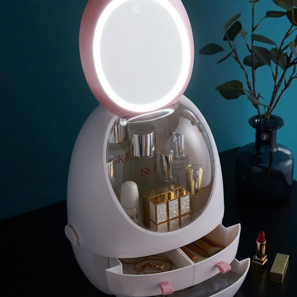 LED Makeup Mirror Desktop Organizer