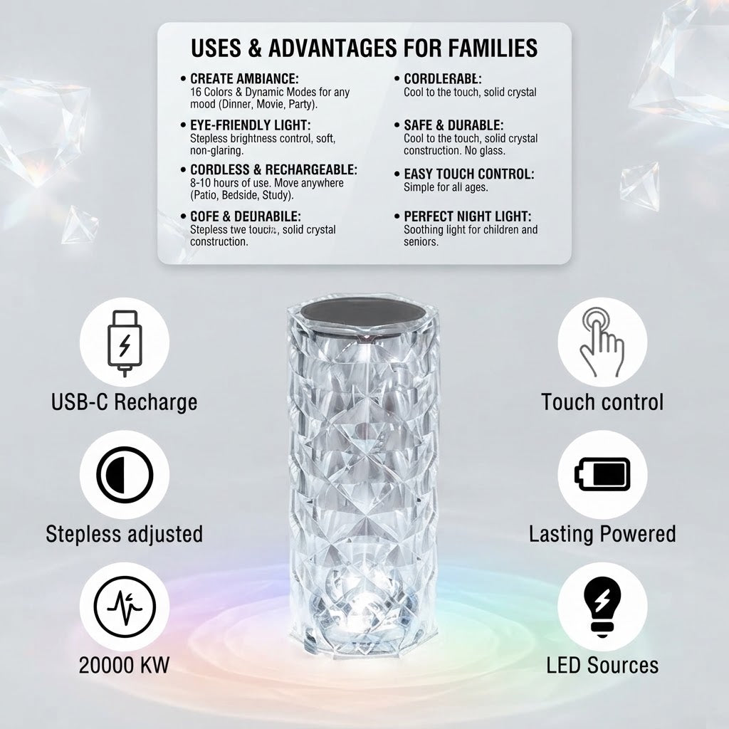 GullPlaza.pk Modern LED Crystal Table Lamp